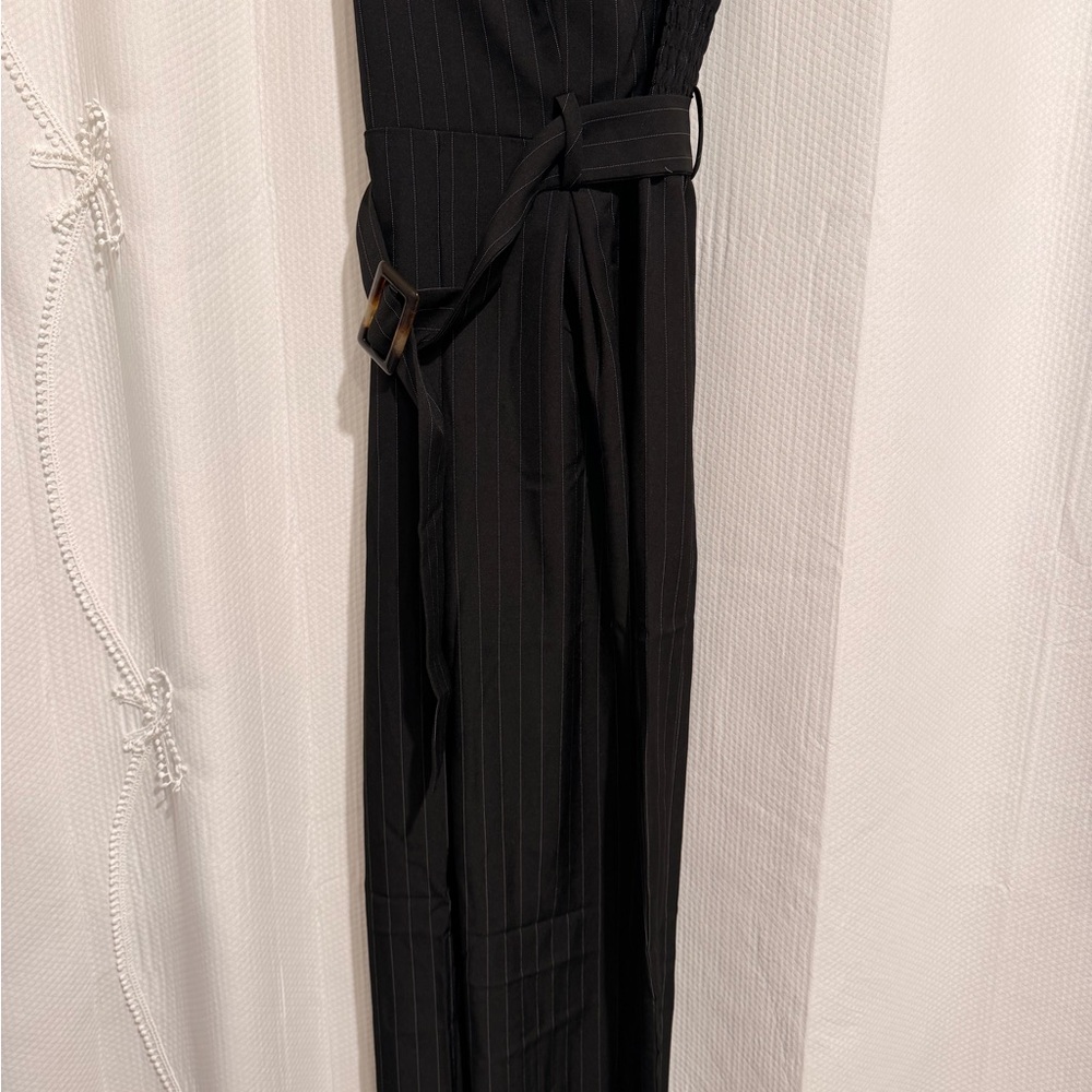 Chic Black Pinstripe Jumpsuit